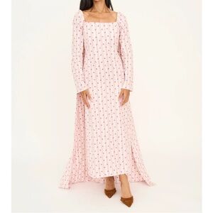 Byrdie Golf Social Wear Square-Neck Long Sleeve Pink Dress with removable cape